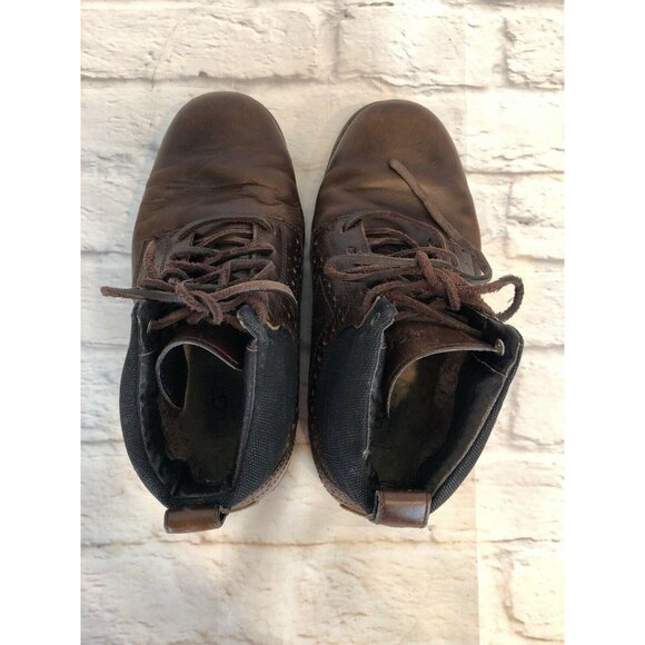 UGG SULLIVAN STOUT Brown Shearling Lined Leather Lace Up Boots Mens 8 (w1c) - Picture 9 of 10